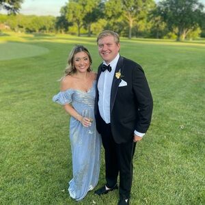 After Six Metallic Blue Gown